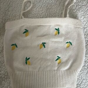 Lemon Embroidered Knit Tank Top